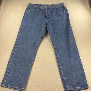 Wrangler Authentic Jeans Mens 38x29 Blue Relaxed Fit Denim Durable Workwear